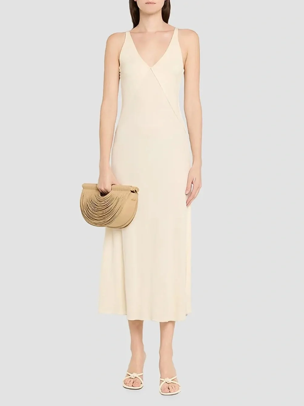 NWT Cult Gaia Lou Draped Leather Clutch - Beige